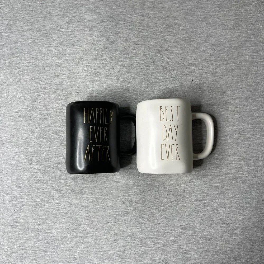 Rae Dunn Artisan Wedding Collection by Magenta Coffee Mugs 2 PCS. Set